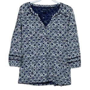 Lucky Brand Women's Cotton Modal Print Top With Drawstring Waist S